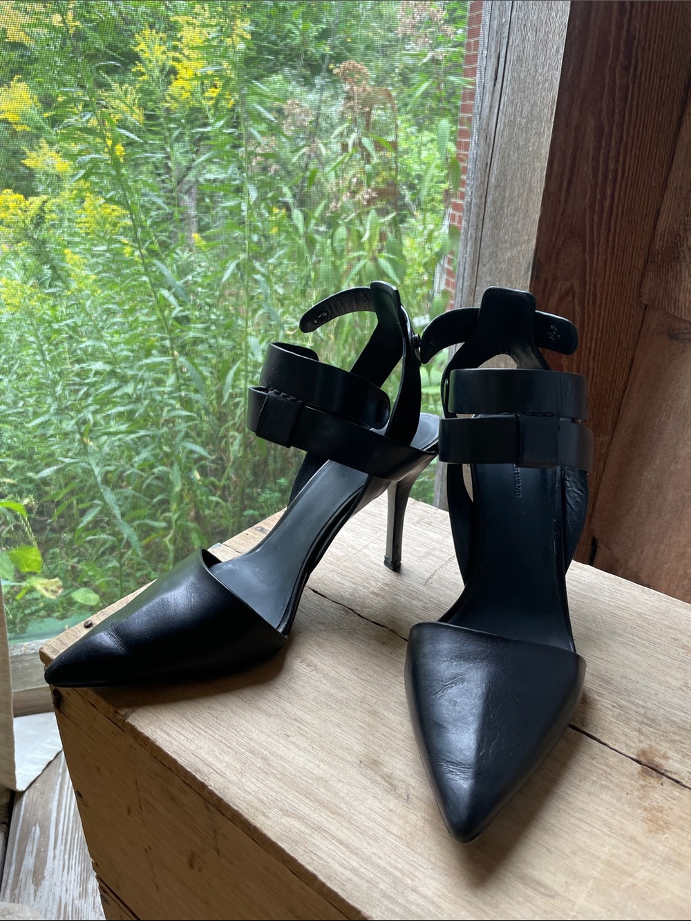 Alexander Wang size 40 Black Pointed-Toe Strappy Leather Heels